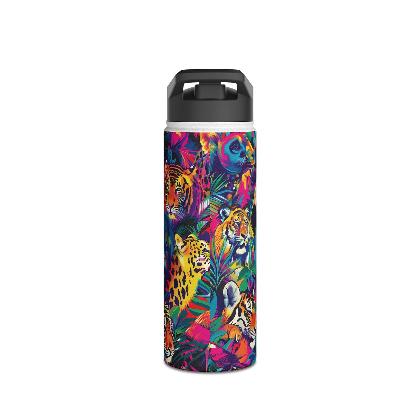 Animal Collage Pattern Stainless Steel Water Bottle with Twist-on Lid and Double-Wall Vacuum Insulation
