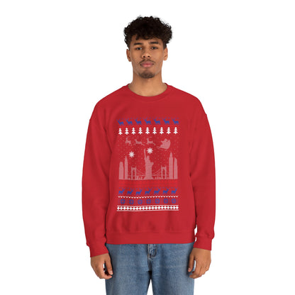 I Love New York Christmas Santa, Reindeer Funny Ugly Christmas Jumper Sweatshirt