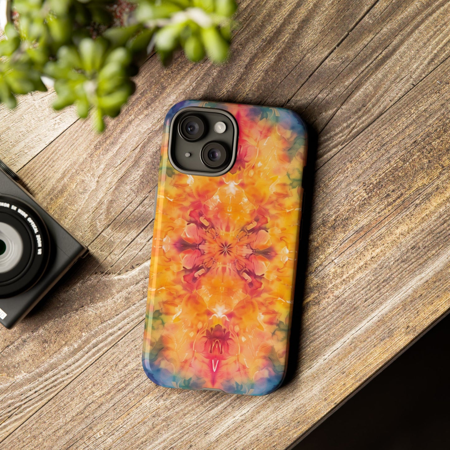 Tie-Dye Dream Pattern iPhone 13 14 15 16 Pro Max Plus Case Wireless Charging Compatible Tough Cases Protection, Magnetic Phone Case for iPhone Classic Series