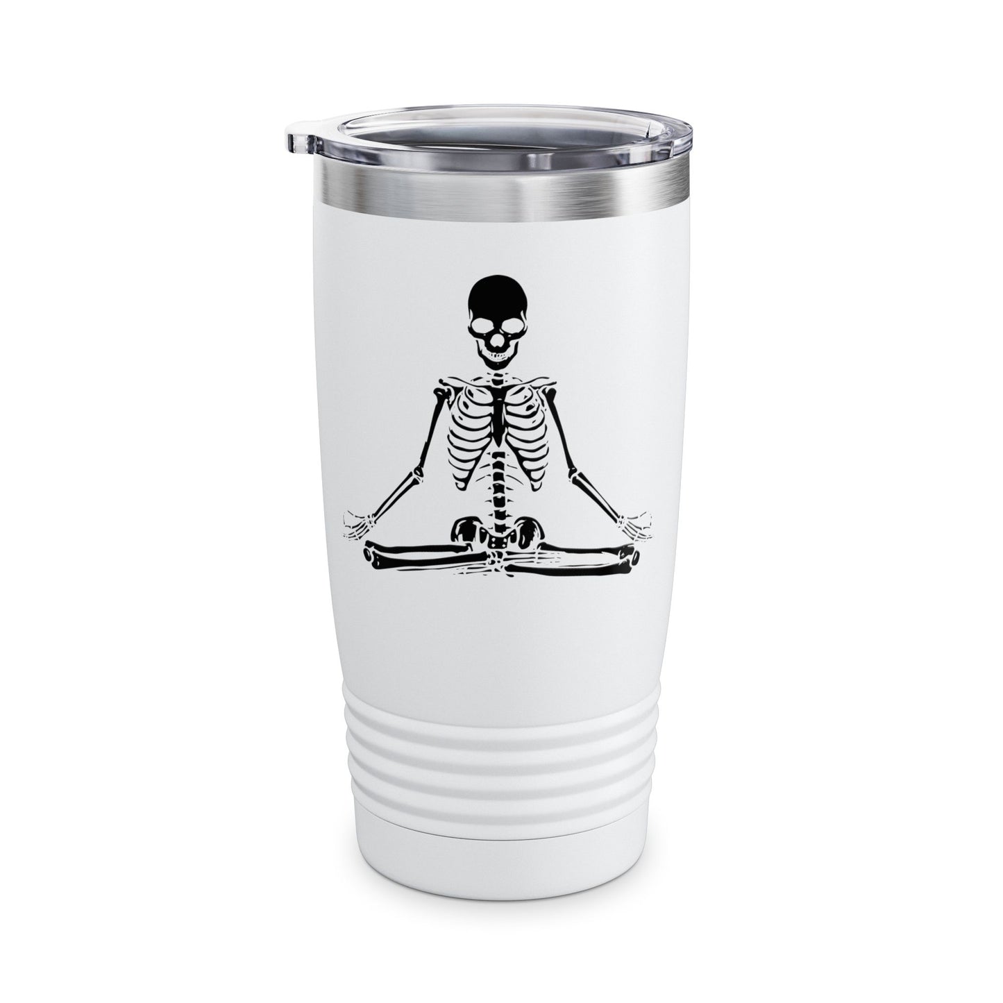 Funny Halloween Ideas  Meditating Skeleton Tumbler