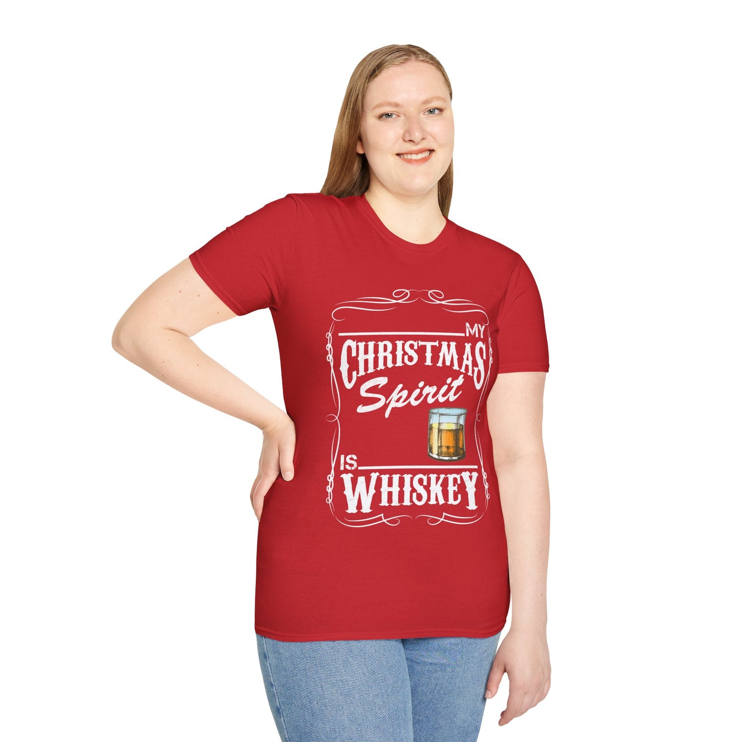 Funny Whiskey Is My Christmas Spirit Xmas Drinking Vintage T-Shirt