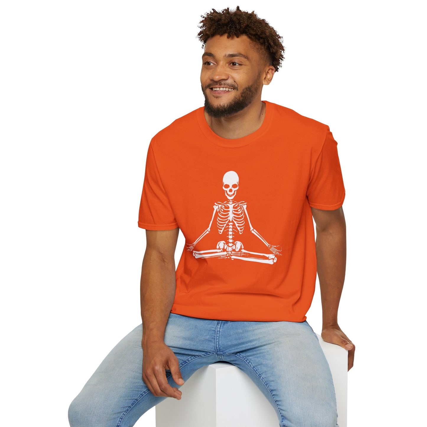 Meditating Skeleton Funny Freaky Yoga Zen Balance Halloween Costume Shirt for Men Women T-Shirt