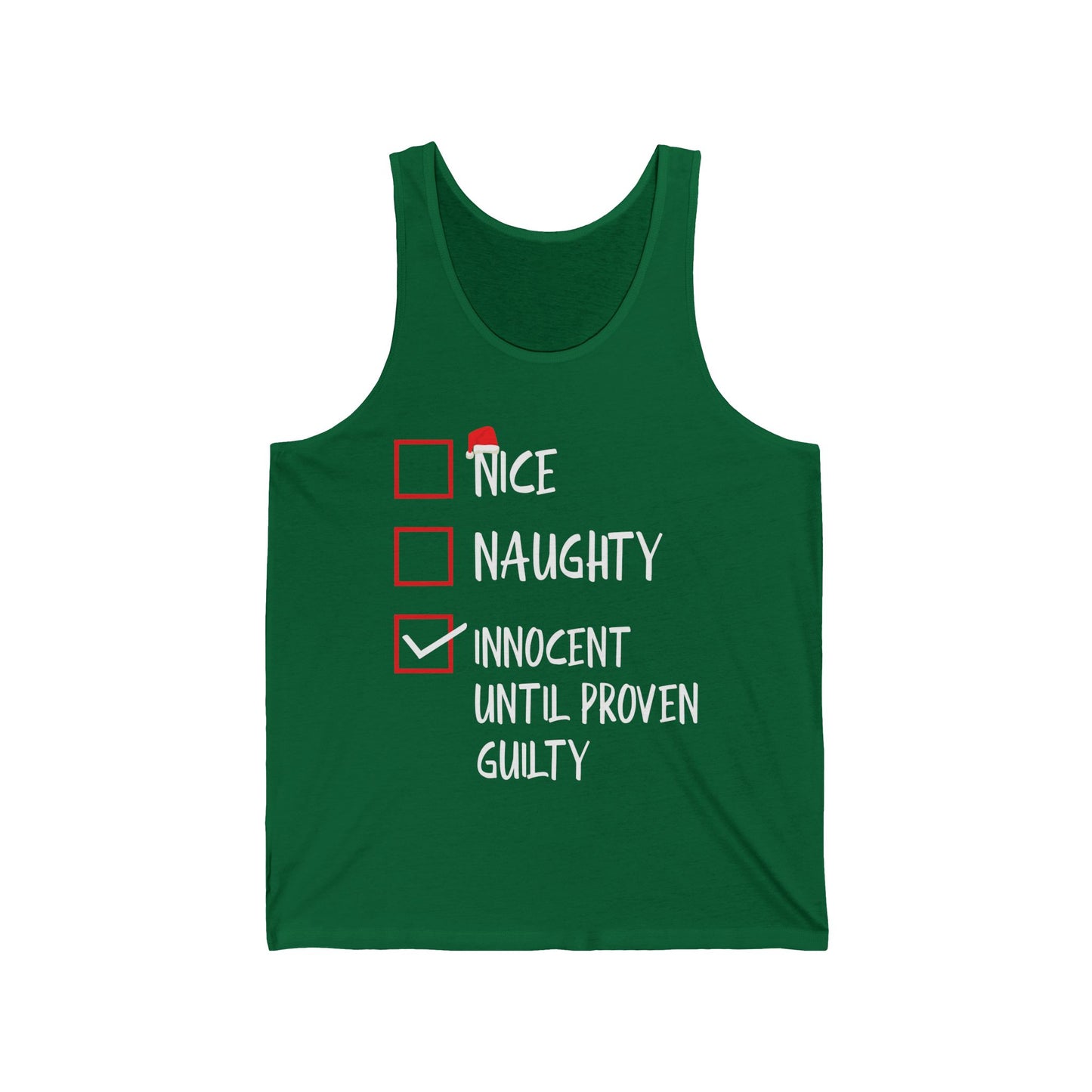 Nice Naughty Innocent Until Proven Guilty Christmas List Funny Tank Top