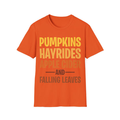 Pumpkins Hayrides Apple Cider & Falling Leaves Halloween T-Shirt Men Women