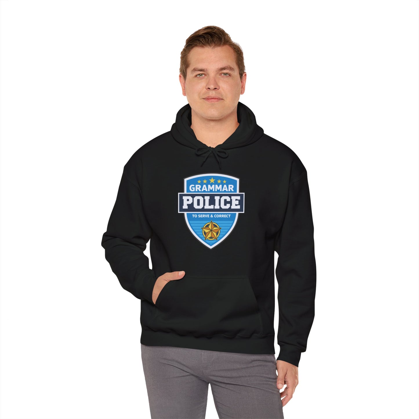 Grammar Police Badge To Serve and Correct Teacher Student Hoodie For Men Women