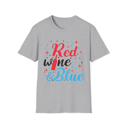 Funny Red White and Blue Wine T-Shirt 4th of July Drinking T-Shirt For Women