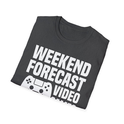 Funny Weekend Forecast Video Games and Pizza Gamer Gaming T-Shirt Men Women