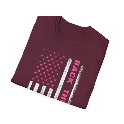 Back The Pink USA Flag Pink Breast Cancer Awareness October Tshirt