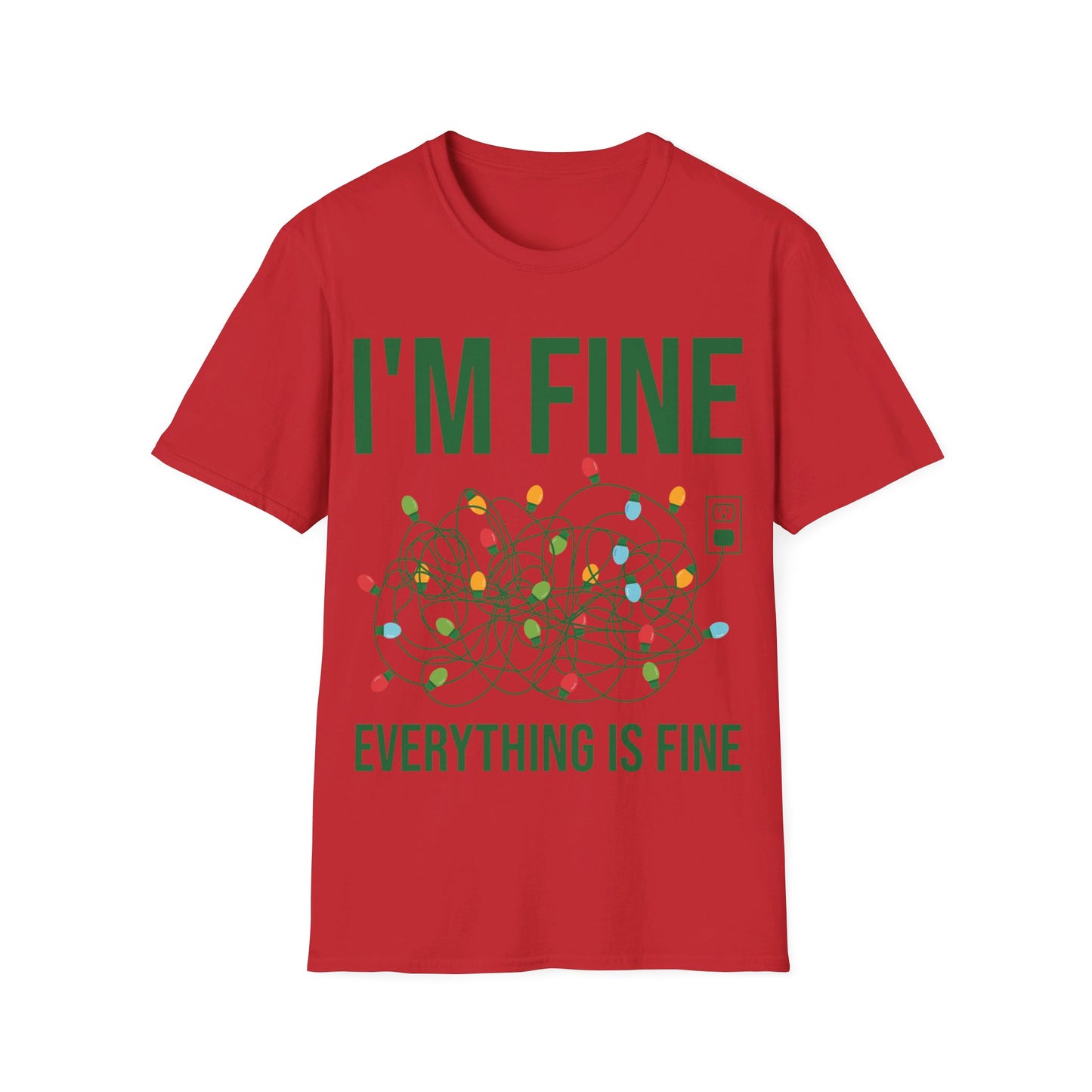 Funny I'm Fine Everything Is Fine Christmas Lights Xmas T-Shirt Men Women