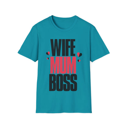 Womens Wife Mum Boss Mothers Day Mom Tshirt