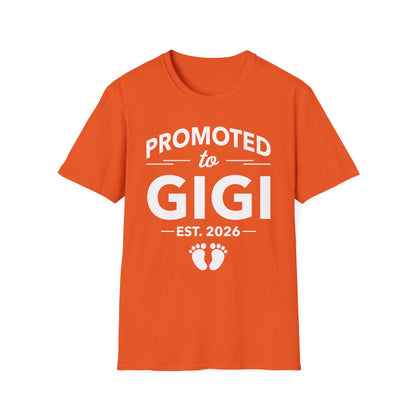 Funny Promoted To Gigi Est 2026 First Time Mothers Day T-Shirt For Women