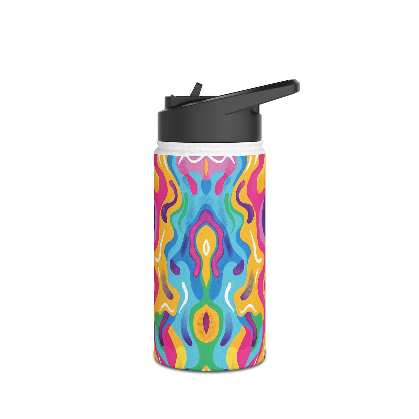 Rainbow Splash Pattern Stainless Steel Water Bottle with Twist-on Lid and Double-Wall Vacuum Insulation