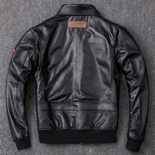 Men Sheepskin Coat Air Force Pilot Mens Genuine Motorcycle Cotton Outwear Real Leather Jacket