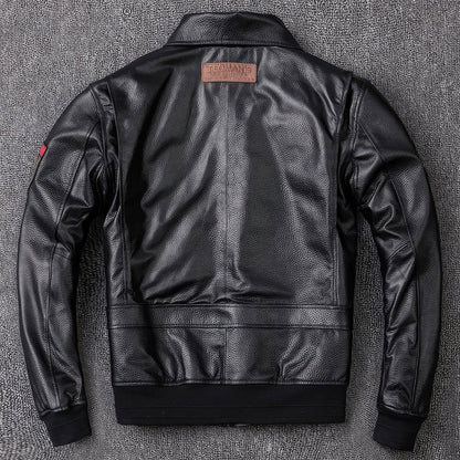 Men Sheepskin Coat Air Force Pilot Mens Genuine Motorcycle Cotton Outwear Real Leather Jacket