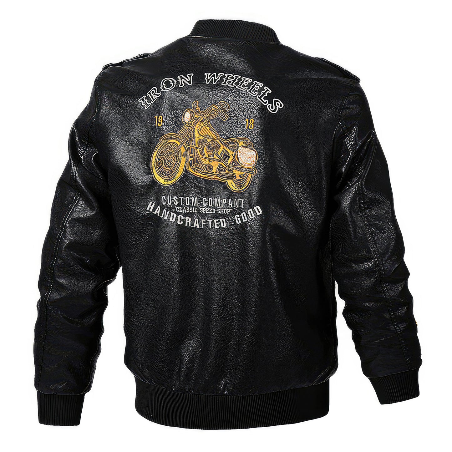 Men Motorcycle Casual Embroidered Retro Aviator Jacket Pu Jacket Warm Overcoat Genuine Leather Jackets