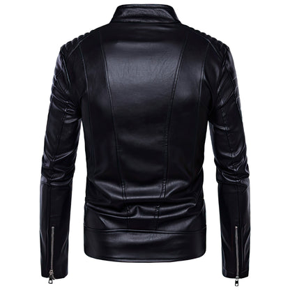 Motorcycle Leather Jacket Men Classic Multi-Zippers Biker Jackets Male Bomber Leather Jackets Coats