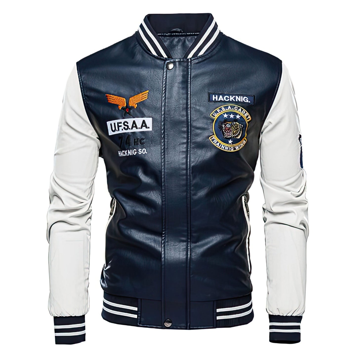 Men Varsity Moto Leather Jackets Slim Fit Coats Jackets Men Autumn Genuine Leather Jackets