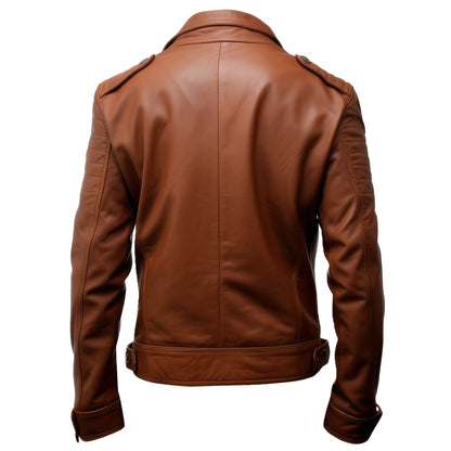 Mens Blazer Leather Jacket Tan Lepal Punk Moto Motorcycle Biker Cafe Racer Zipper Genuine Leather Jackets