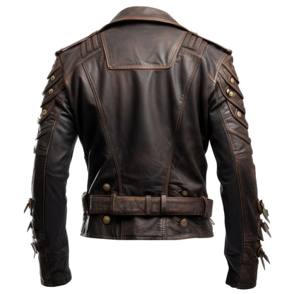 Mens Aviation Genuine Leather Jacket Military Lapel Zipper Pilot Brown Vintage Leather Jackets