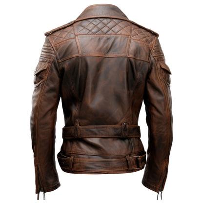 Mens Classic Aviation Genuine Leather Jacket with Military Lapel Zipper Pockets Pilot Leather Jackets