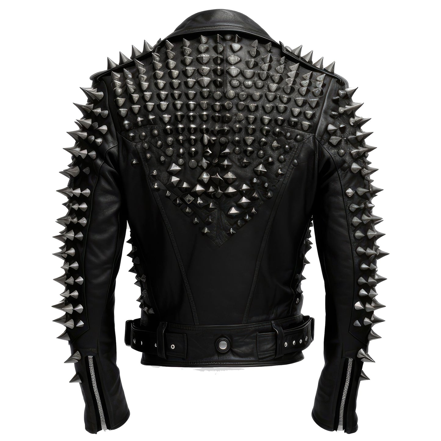 Mens Motorbike Jacket Rock Punk Spike Studded Motorcycle Biker Zipper Genuine Leather Jackets