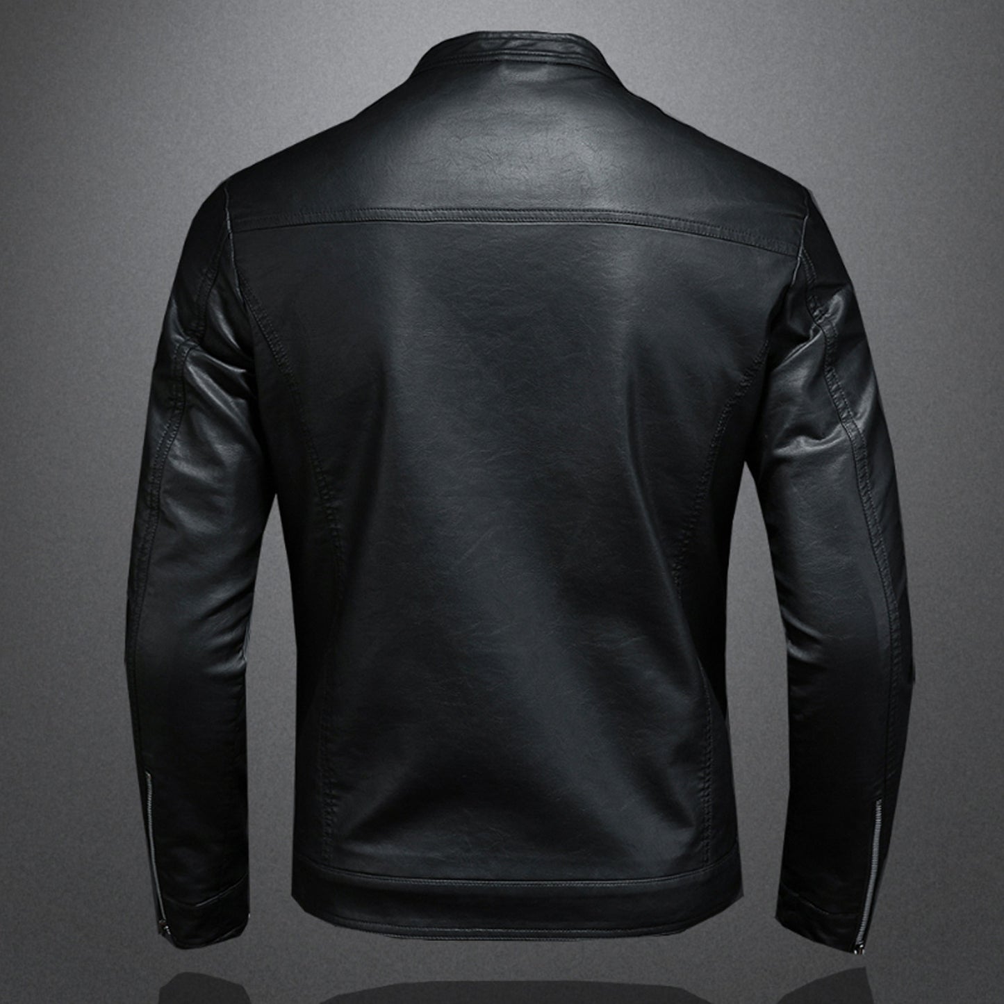 Mens Stand Collar Slim Genuine Leather Jacket Motorcycle Causal Coat Mens Moto Biker Leather Jackets