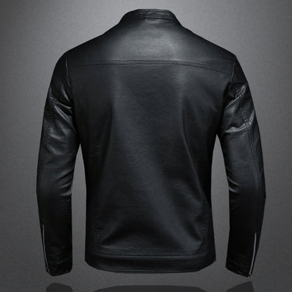 Mens Stand Collar Slim Genuine Leather Jacket Motorcycle Causal Coat Mens Moto Biker Leather Jackets