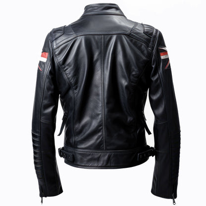 Men Union Jack Leather Jacket Casual Motorcycle Sheepskin Coat With UK Flag Genuine Leather Jackets