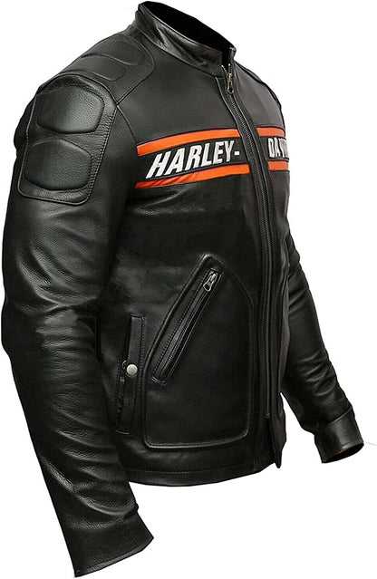 Bill Goldberg Black Biker Harley Leather Jacket for Men HD Davidson Faux & Leather Motorcycle Jacket