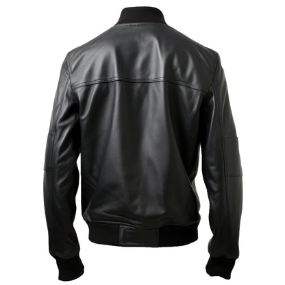 Mens Black White Varsity College Varsity Jackets Bomber Zipper Genuine Leather Jackets