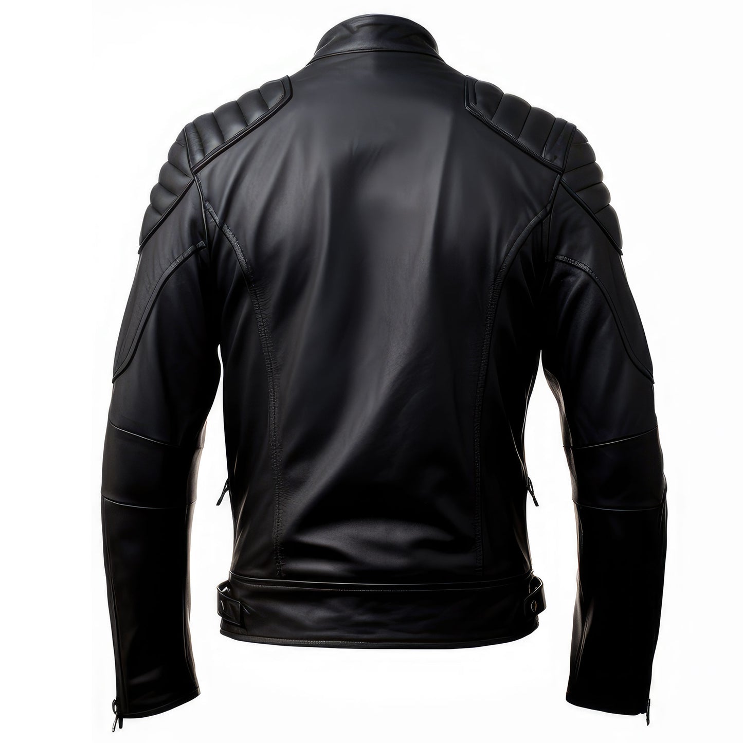 Mens Blazer Leather Jacket Black Stand Collar Punk Motorcycle Biker Zipper Pocket Genuine Leather Jackets