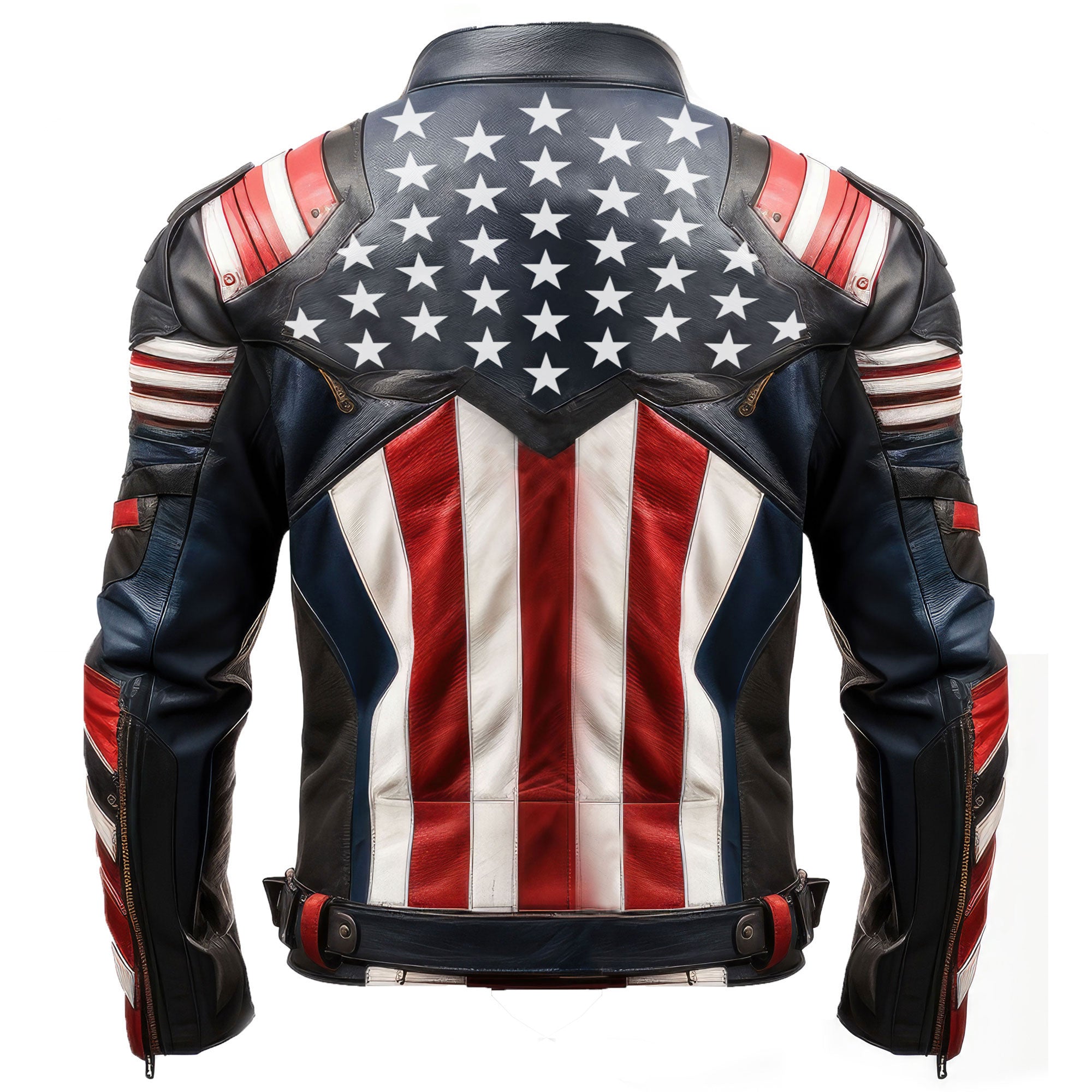 Mens Leather Jacket Inspired by American Flag USA Casual