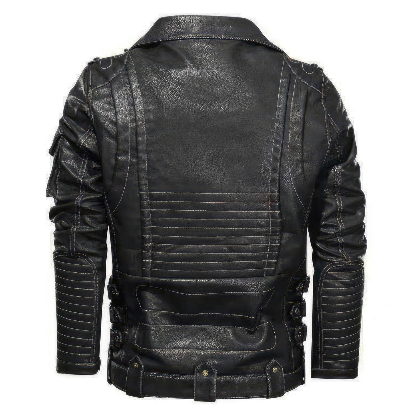 Mens Motorcycle Leather Jacket Male Autumn Cool Zipper Pockets Outwear Coats Genuine Leather Jackets