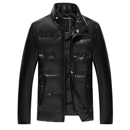Mens Split Leather Coat Thickened Warm Men's Puffer Jacket Genuine Leather Jackets