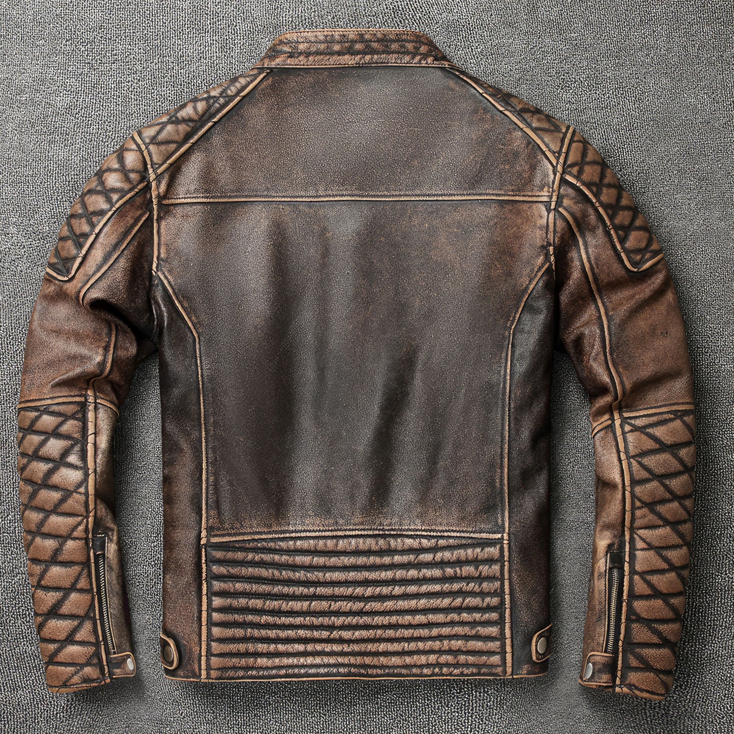 Men's Vintage Motorcycle Stand Collar Natural Cowhide Classic Top Layer Cowhide Moto Suit Biker Genuine Leather Jackets