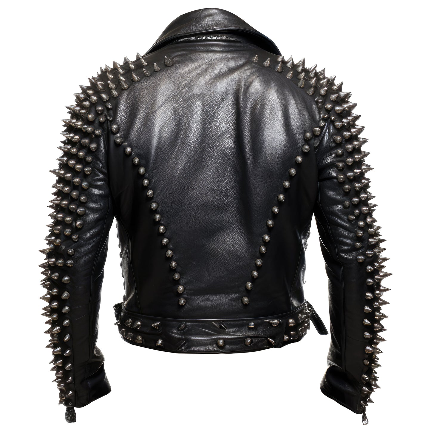 Mens Motorbike Jacket Rock Sleeve Punk Spike Studded Motorcycle Biker Moto Genuine Leather Jackets