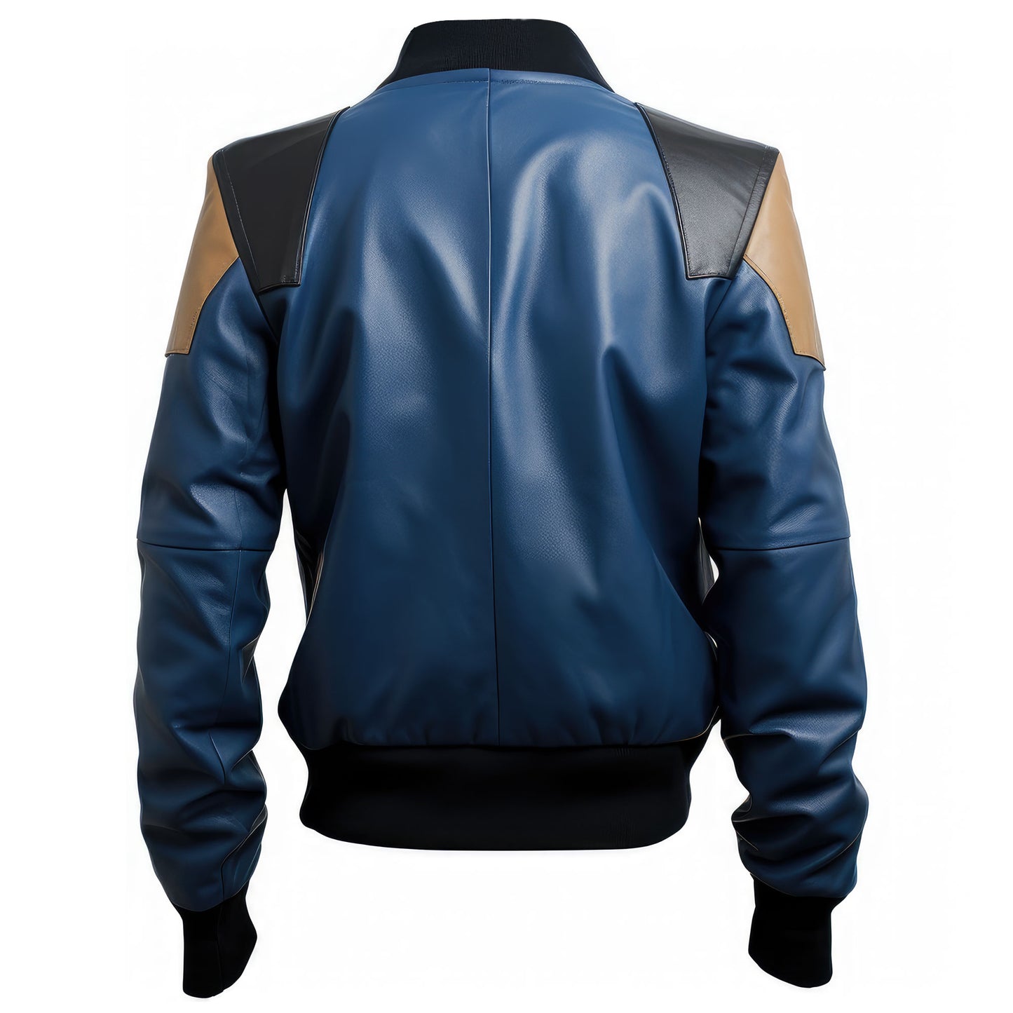 Mens Black Varsity College Varsity Jackets Bomber Zipper Contrast Genuine Leather Jackets