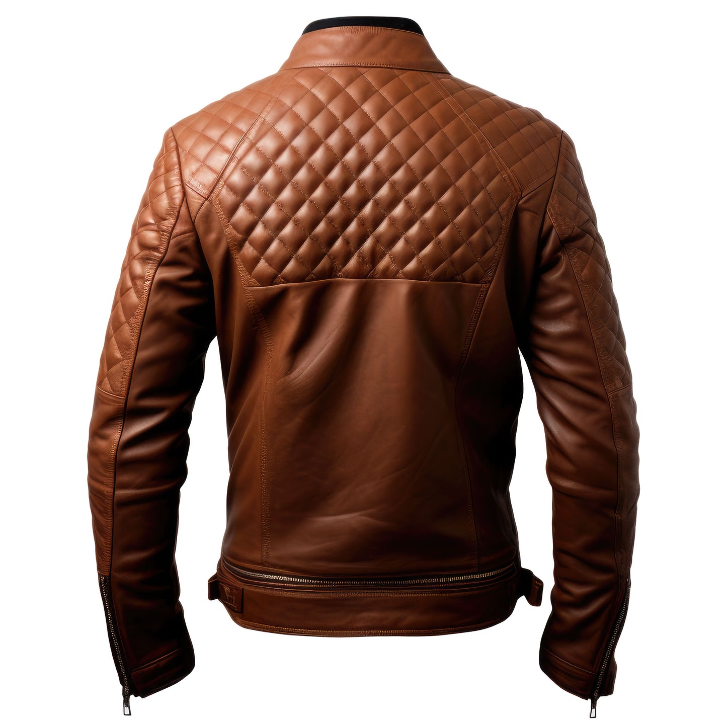 Mens Leather Biker Jacket Quilted Cafe Racer Slim Fit Zipper Moto Genuine Leather Jackets