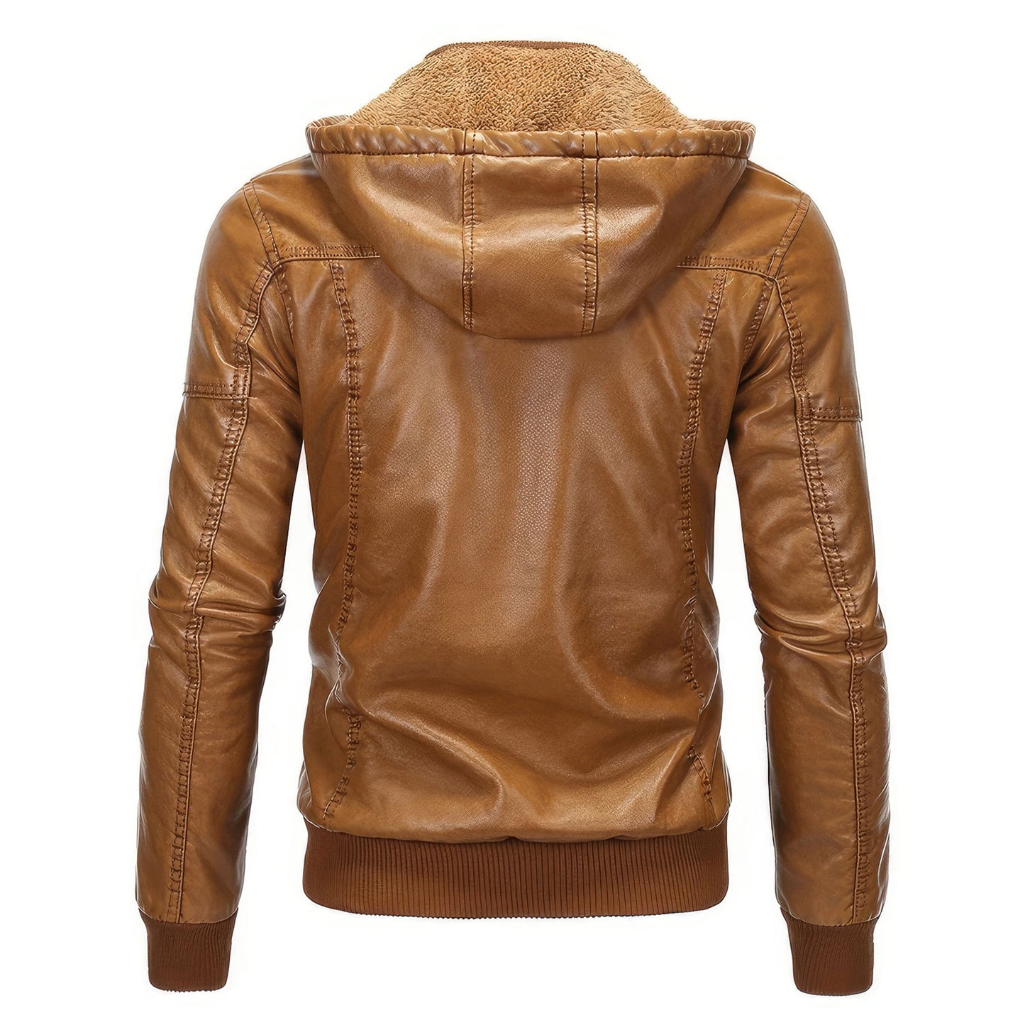 Men's Leather Jackets Man Hooded Fleece Coat Streetwear Casual Biker Jackets Men Motorcycle Genuine Leather Jackets