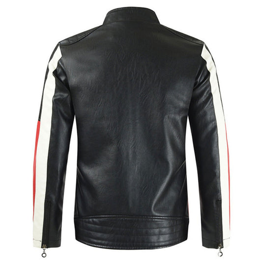 Mens Stand Collar Slim Leather Jacket Motorcycle Causal Coat Men's Moto Biker Genuine Leather Jacket