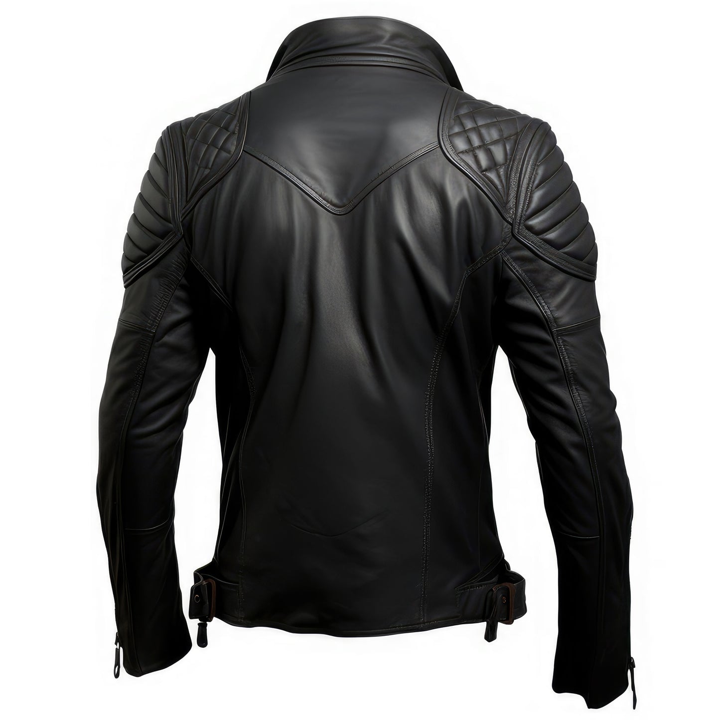 Mens Blazer Leather Jacket Black Stand Collar Punk Motorcycle Biker Zipper Genuine Leather Jackets