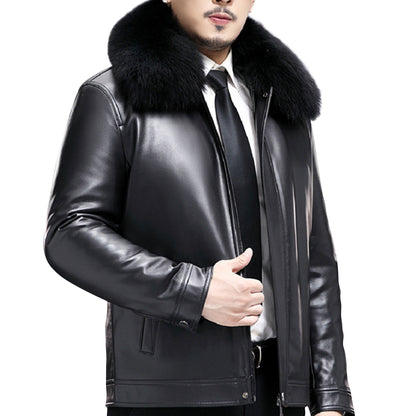 Mens Short Fur Coat Golden Mink Liner Thickening Warm Winter Genuine Leather Jacket