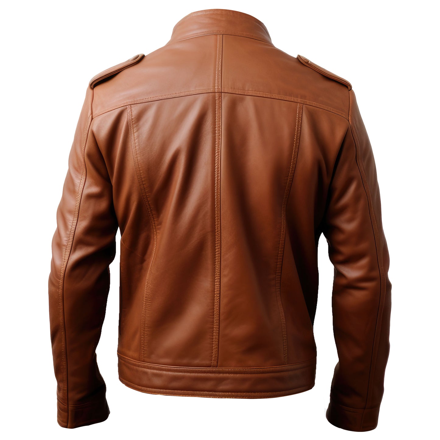 Mens Blazer Leather Jacket Tan Stand Collar Punk Moto Motorcycle Biker Zipper Genuine Leather Jackets