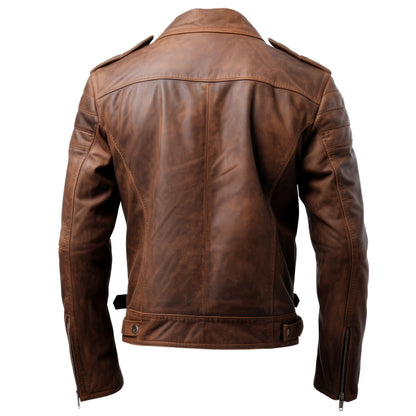 Mens Aviation Genuine Leather Jacket with Military Lapel Zipper Pockets Pilot Leather Jackets