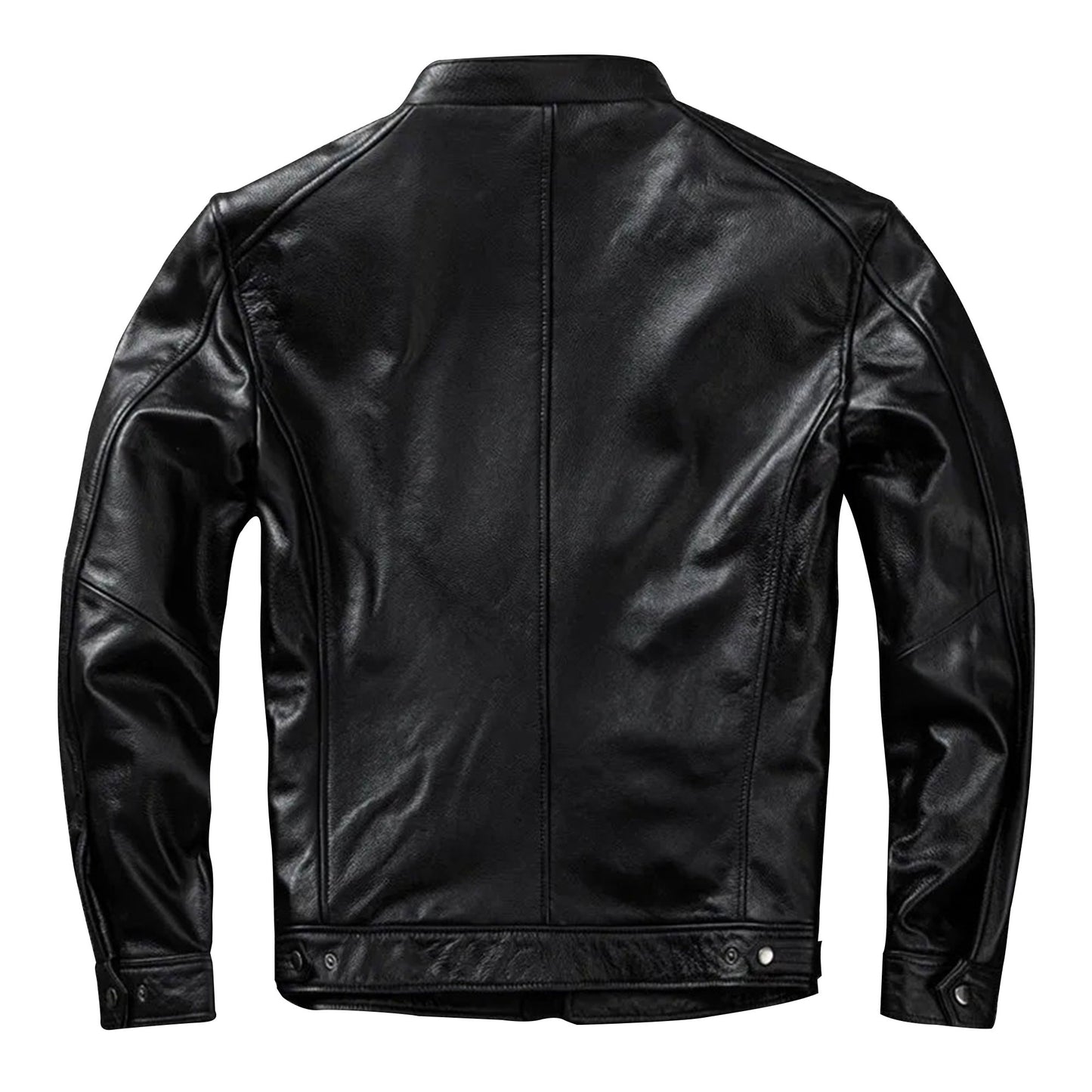 Men Genuine Jacket Stand Collar Casual Mens Jackets Top Layer Cowhide Leather Coat