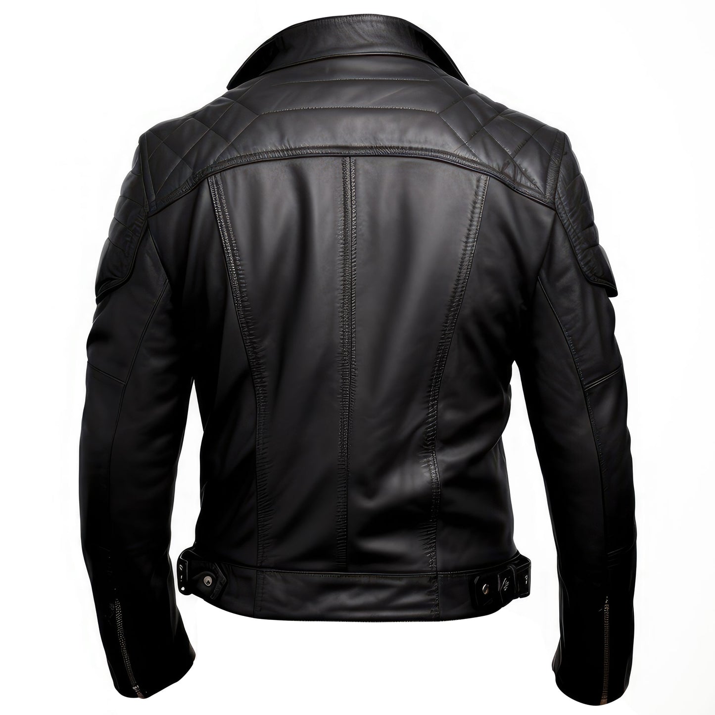 Mens Blazer Leather Jacket Black Stand Collar Punk Motorcycle Biker Racer Zipper Genuine Leather Jackets