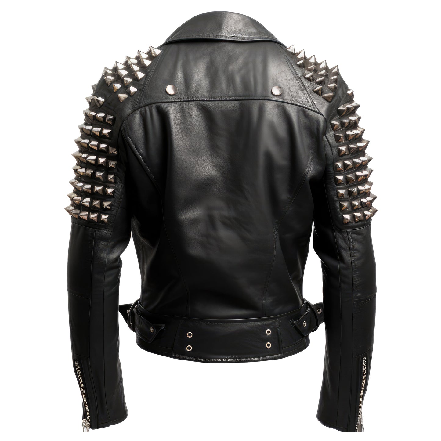 Mens Motorbike Jacket Rock Sleeve Punk Spike Studded Motorcycle Biker Genuine Leather Jackets