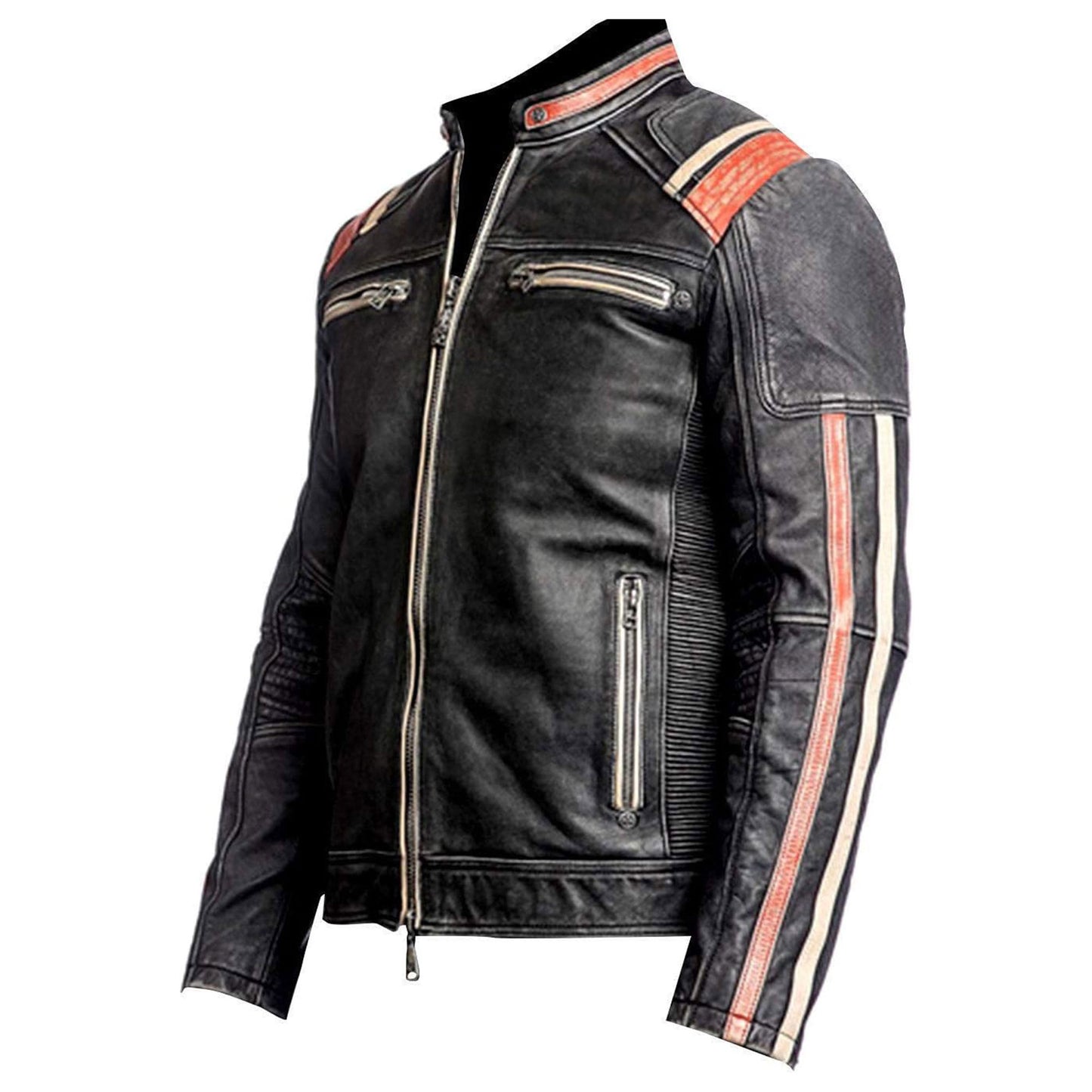 Mens Stylish Slim Fit Vintage Motorcycle Genuine Leather Jacket