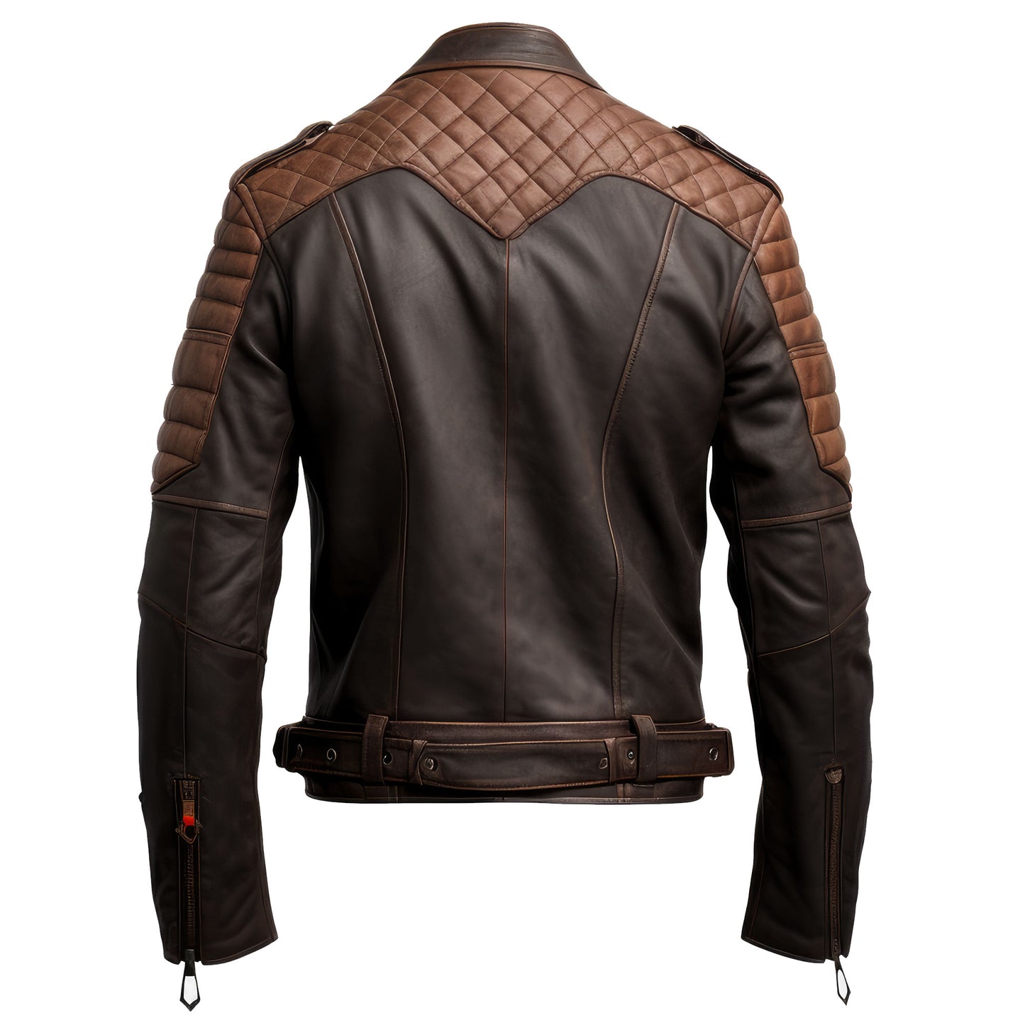 Mens Moto Racer Leather Jacket Biker Motorcycle Sheepskin Coat Side Pockets Zipper Genuine Leather Jackets