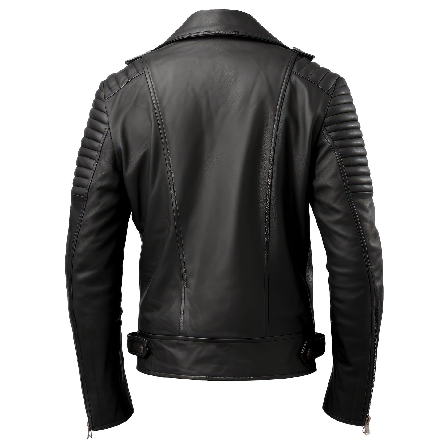 Mens Blazer Leather Jacket Black Lapel Punk Motorcycle Biker Zipper Genuine Leather Jackets